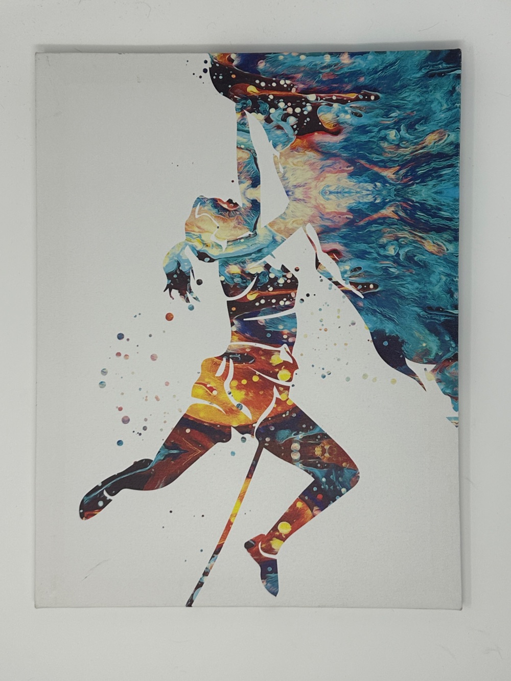 Watercolor Colorful rock climbing girl Canvas Wall Art - Multicolor